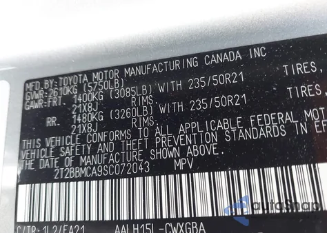 2025 Lexus Rx 350H Premium from USA, damaged, VIN 2T2BBMCA9SC072043